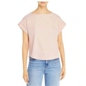 EILEEN FISHER NWT Womens Pink Stretch Cap Sleeve Boat Neck Top Size XL
